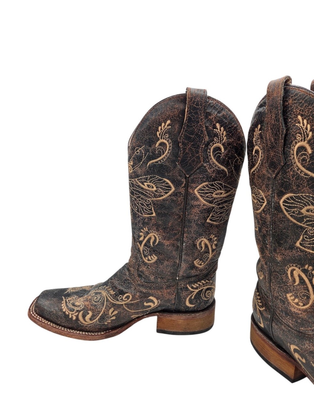 Circle G Women’s Distressed  Dragonfly Embroidered Cowgirl Western Boots Sz 8.5M - Picture 3 of 11